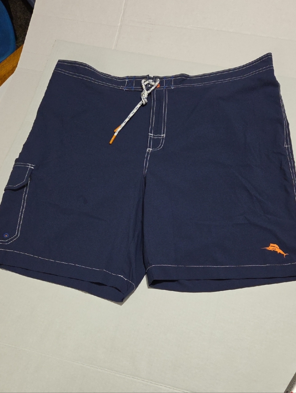 Tommy Bahama Navy Swim Trunks with Orange Logo